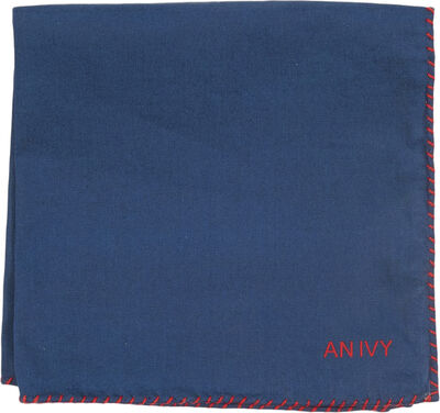 Navy Red Stitching Cotton Pocket