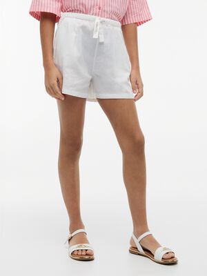 Mercerised Linen Blend Wide Leg Shorts