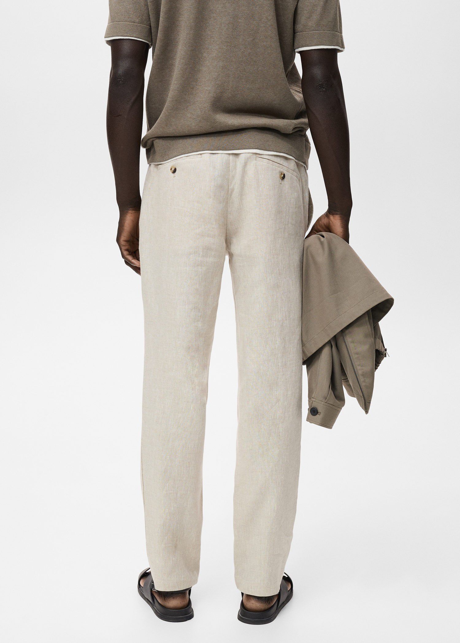 Slim-fit 100% linen trousers