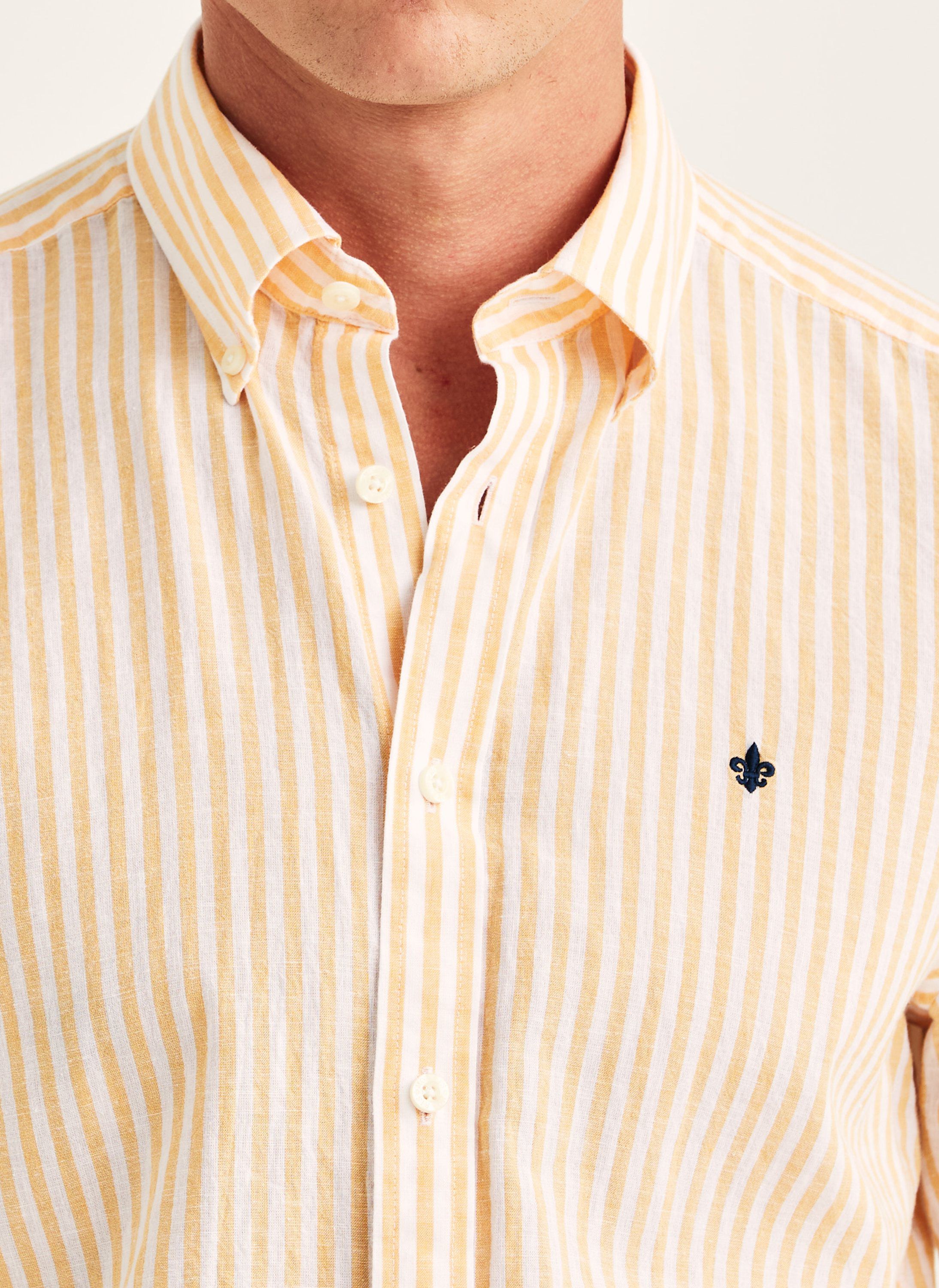 Douglas Linen Stripe Shirt-Classic Fit