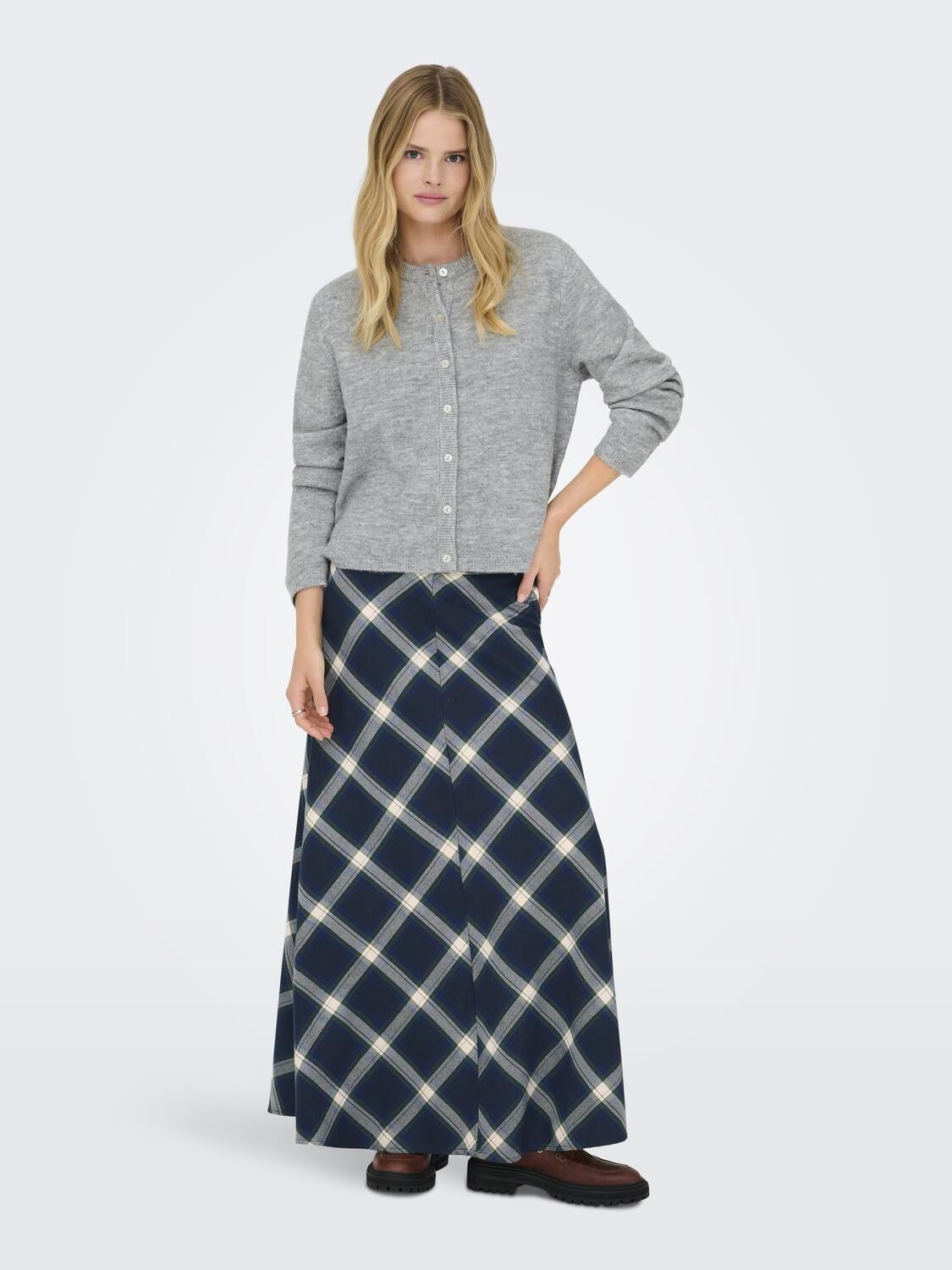 Onlwren Check Long Skirt Wvn