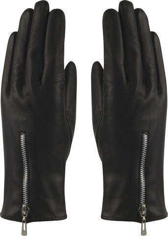 MJM Glove Zipper W Leather Black