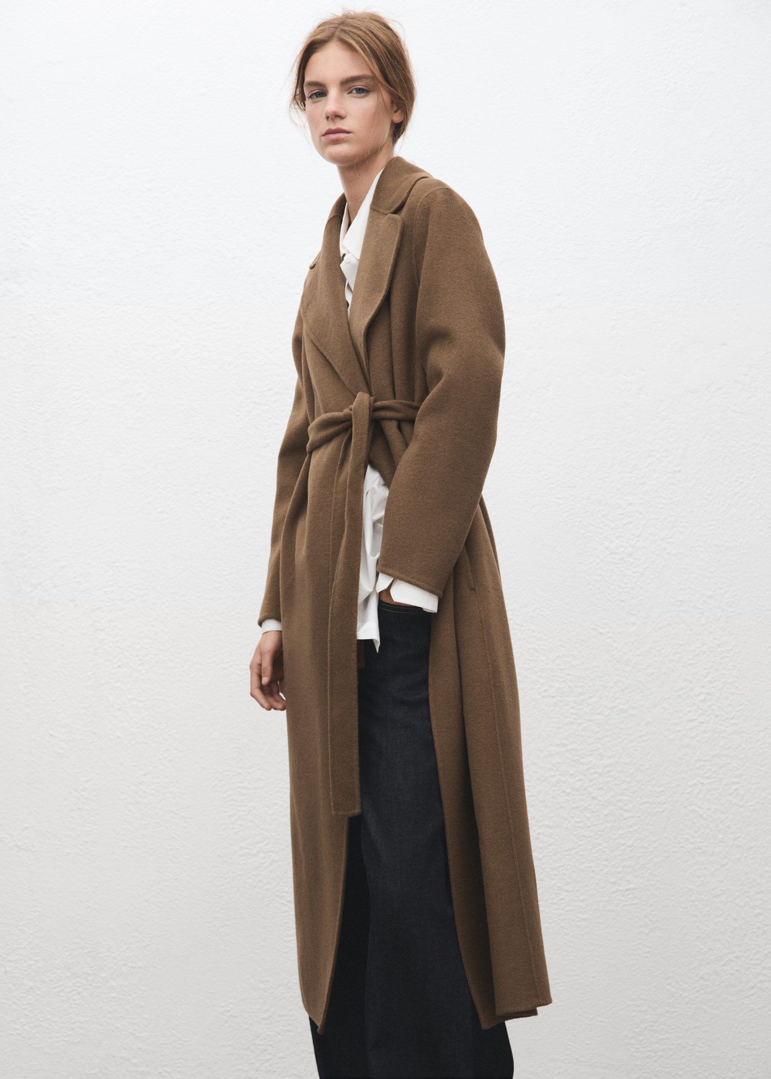 Handmade wool coat with belt