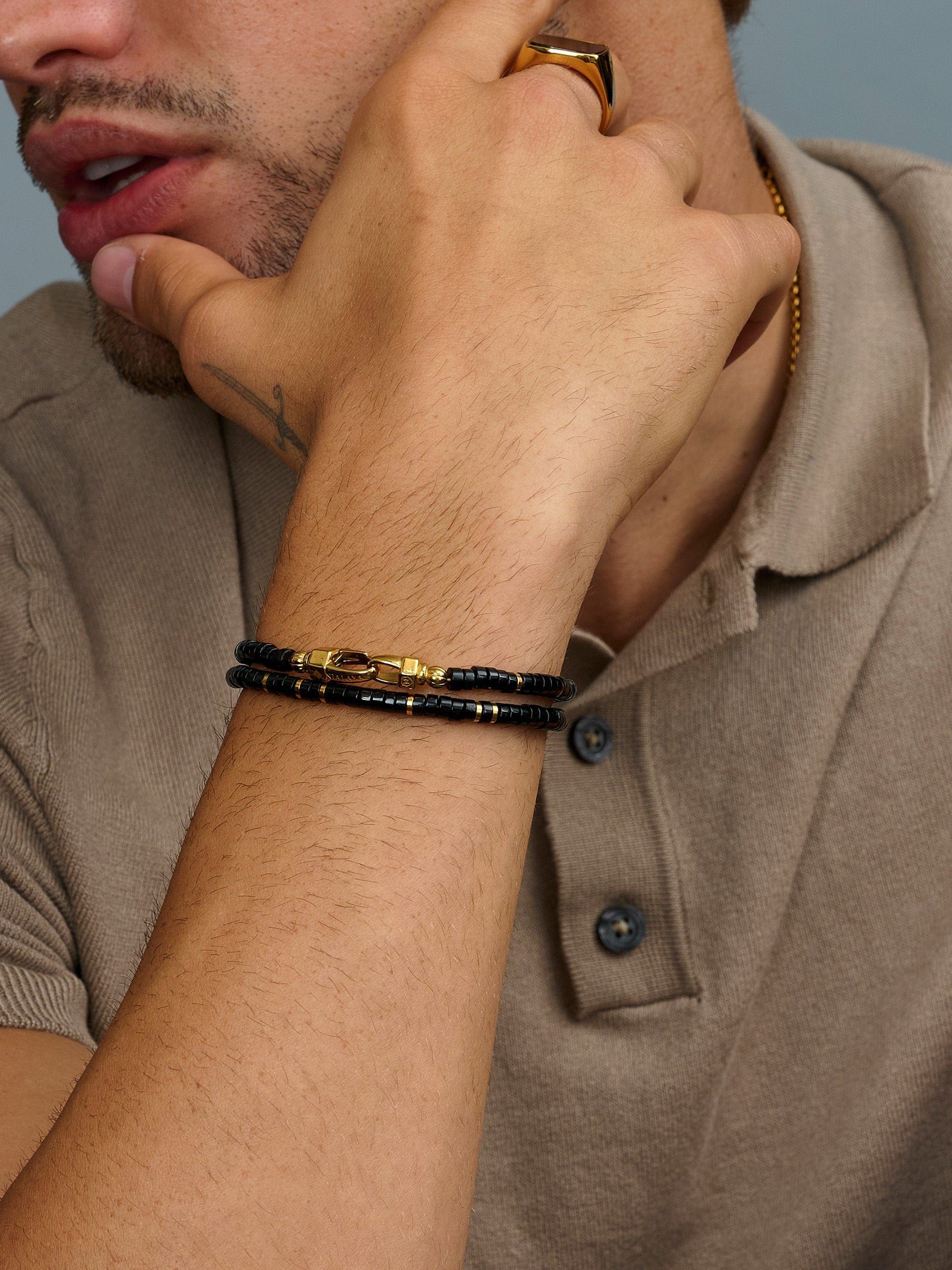 Black Onyx Heishi Wrap Bracelet