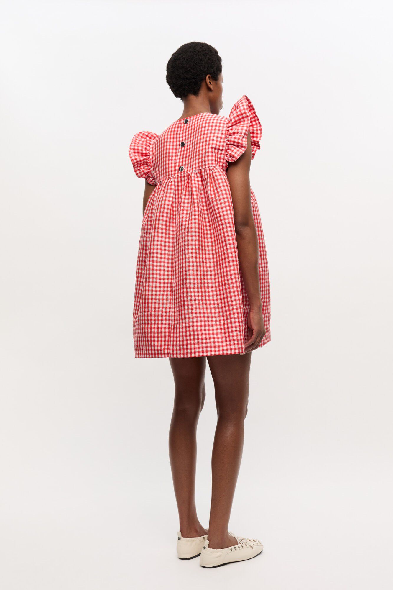 Crinkled Taffeta Check Frill Mini D