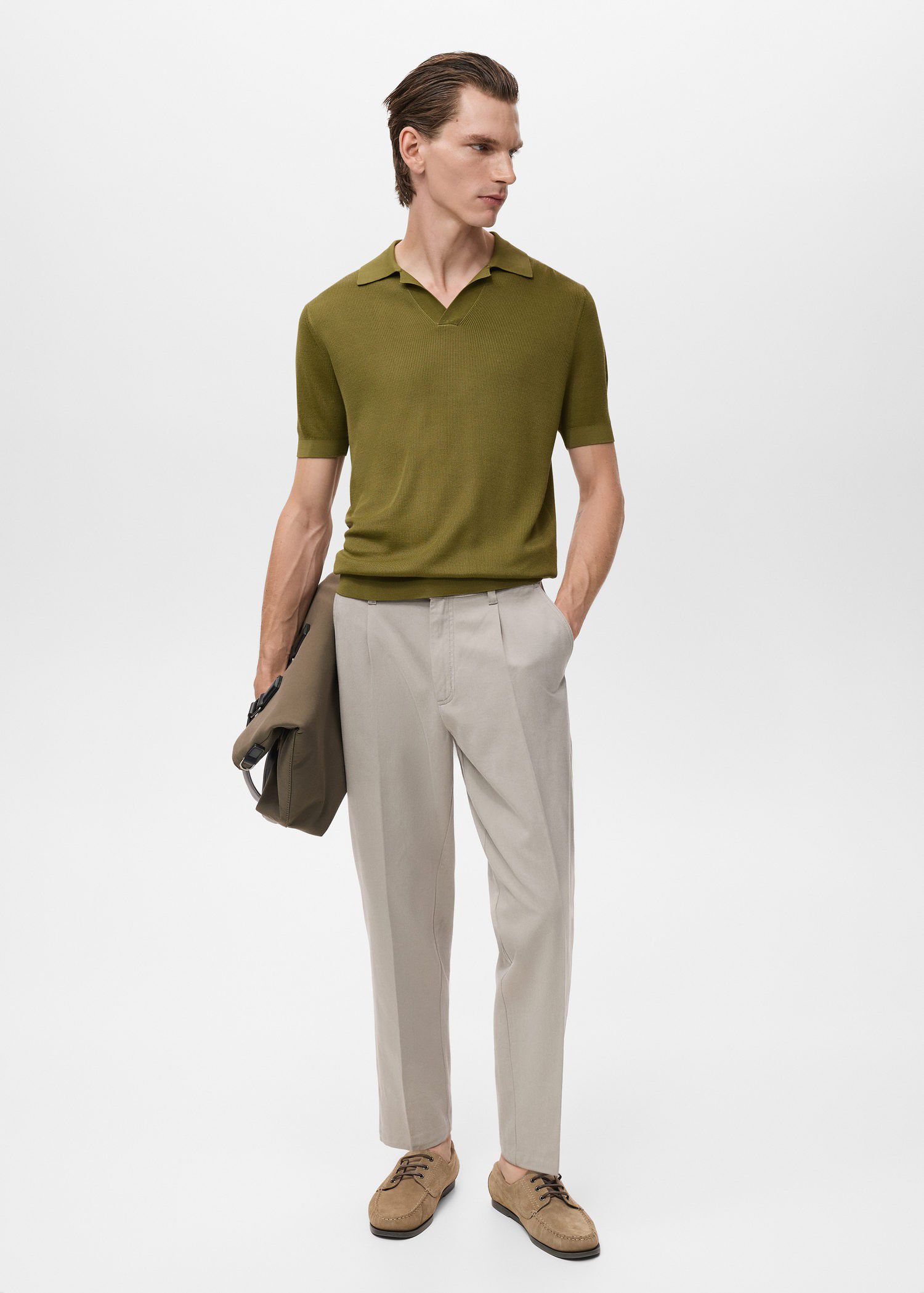 Cotton polo shirt with microstructu