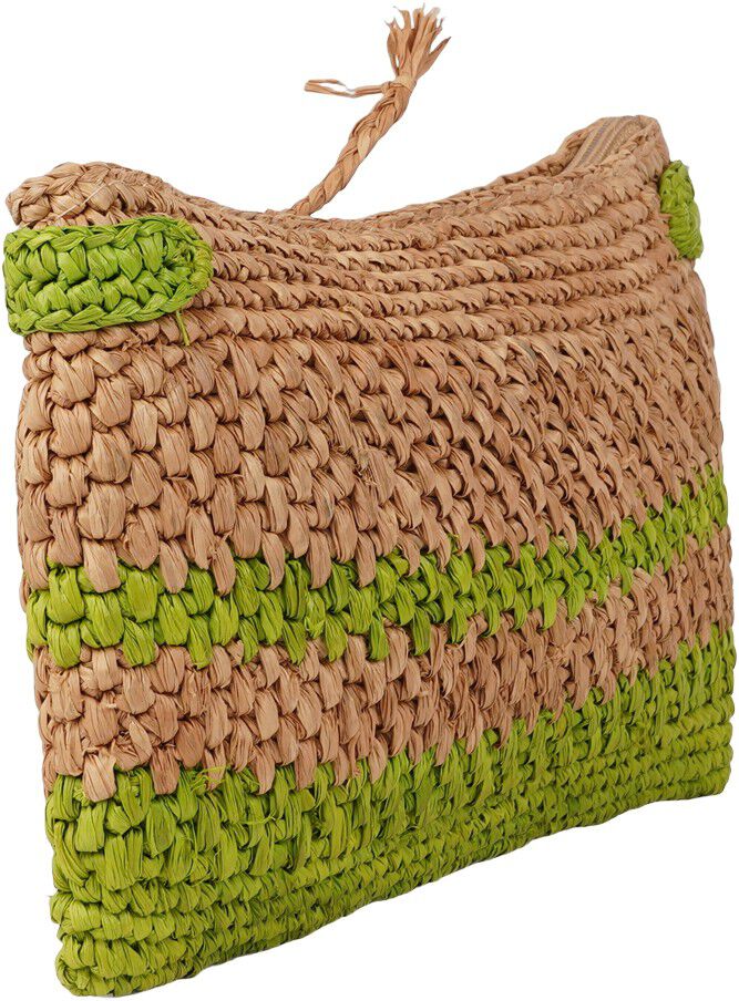 MELISO STRIPE - RAFFIA CLUTCH - H13 X W25 X D5 CM
