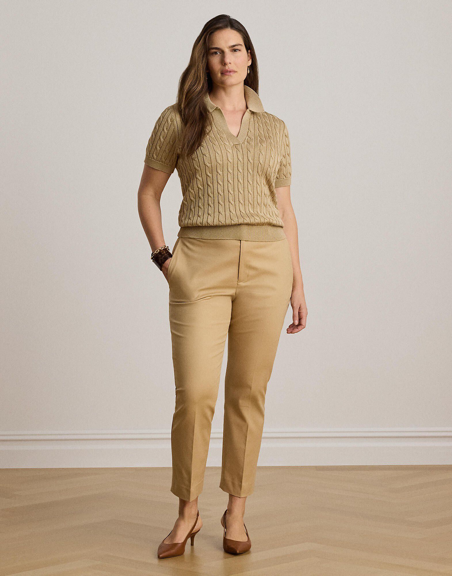 Cable Cotton-Blend Short-Sleeve Sweater