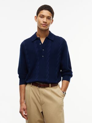 NY WOOL CABLE L/S POLO