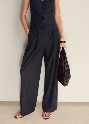 Straight-fit linen-blend suit trous