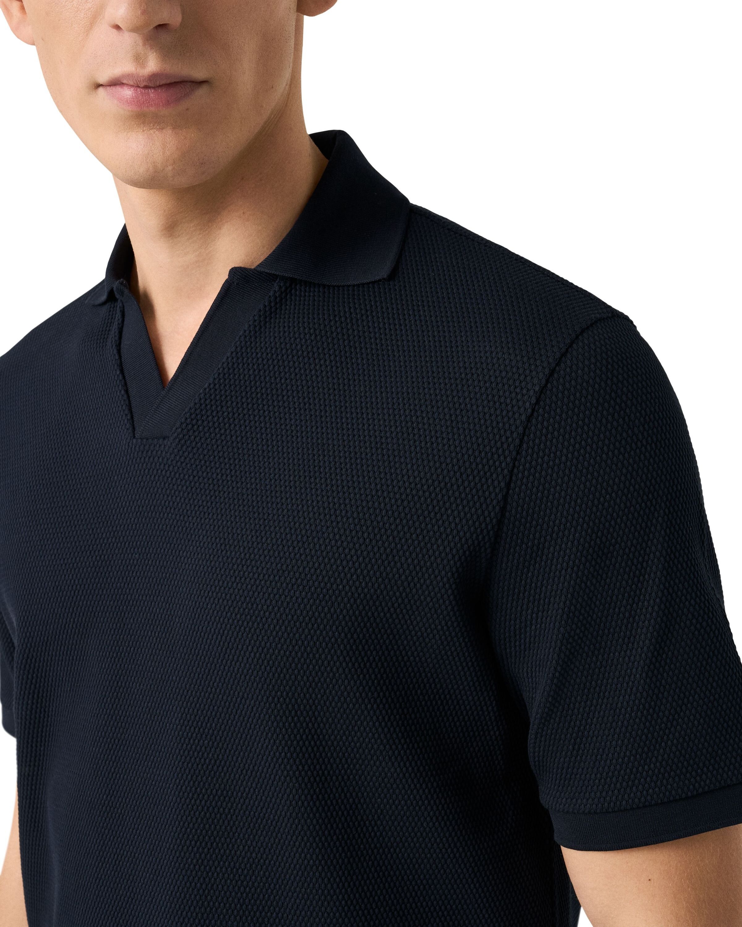 Waffle Open Collar Polo Shirt