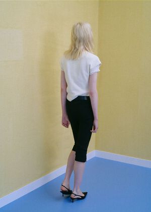 Short-sleeve funnel neck jumper