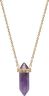 Sterling Silver Amethyst Crystal Necklace with Engraved Evil