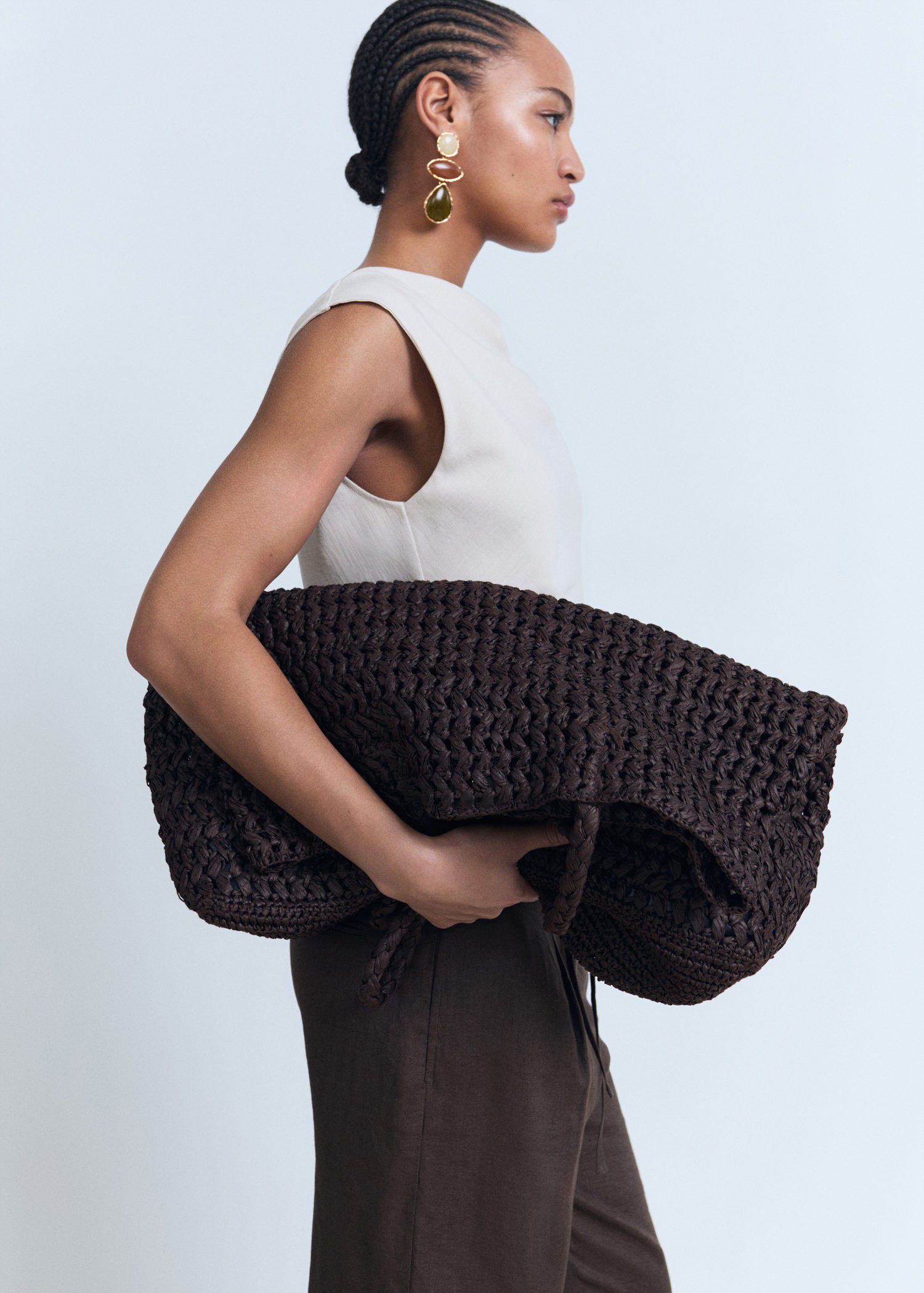 Asymmetrical draped top with straps