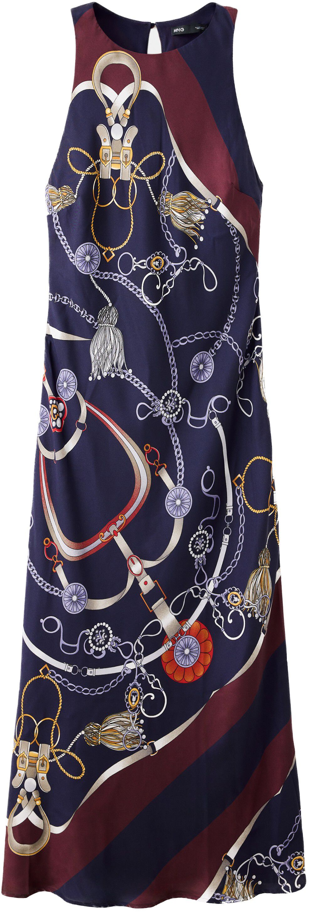 Chain print halter dress