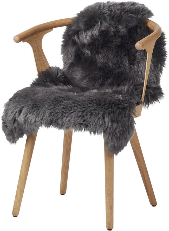90cm-up New Zealand Sheepskin, Long Wool Dark Grey/ 90x60