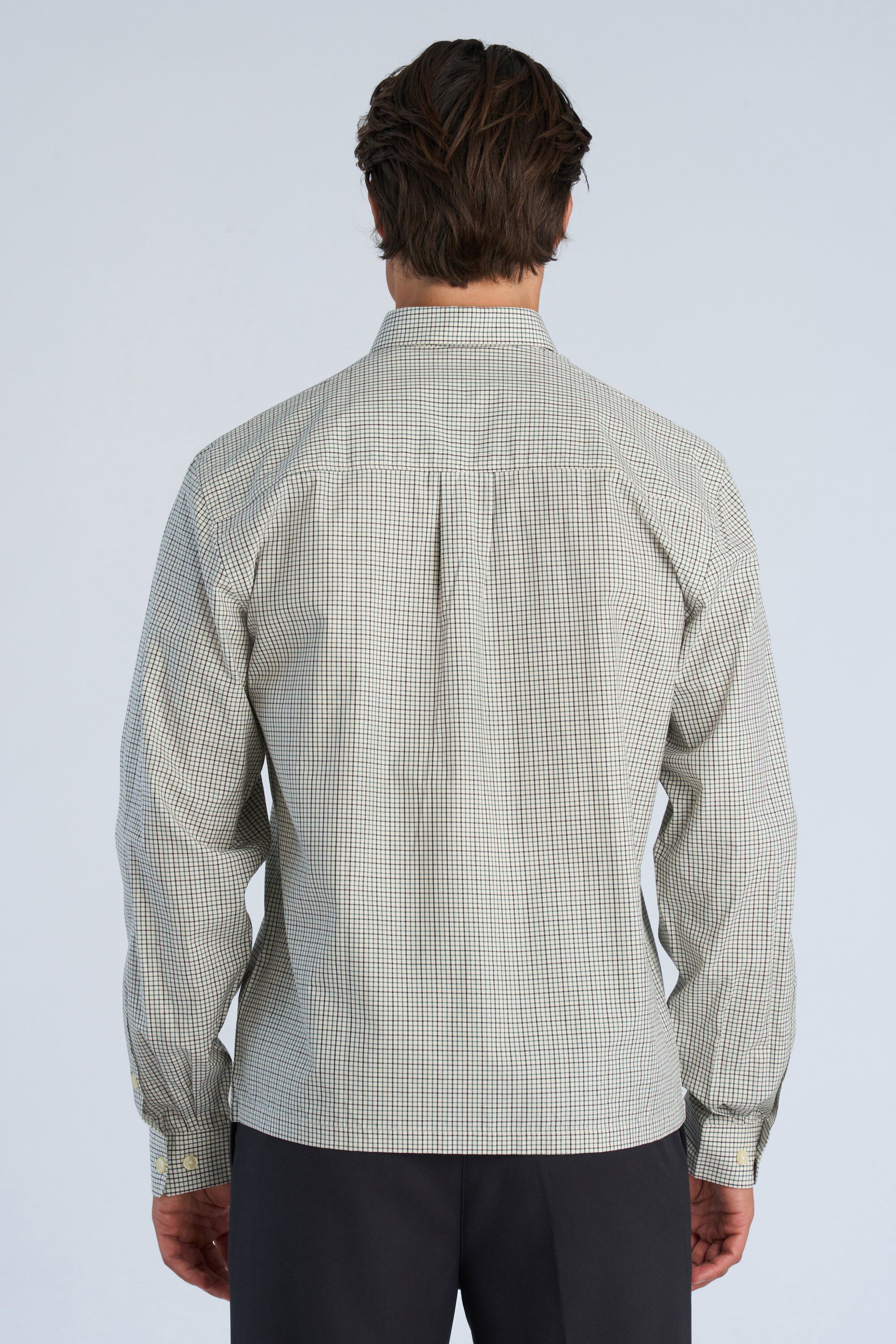 Plain check cropped shirt L/S