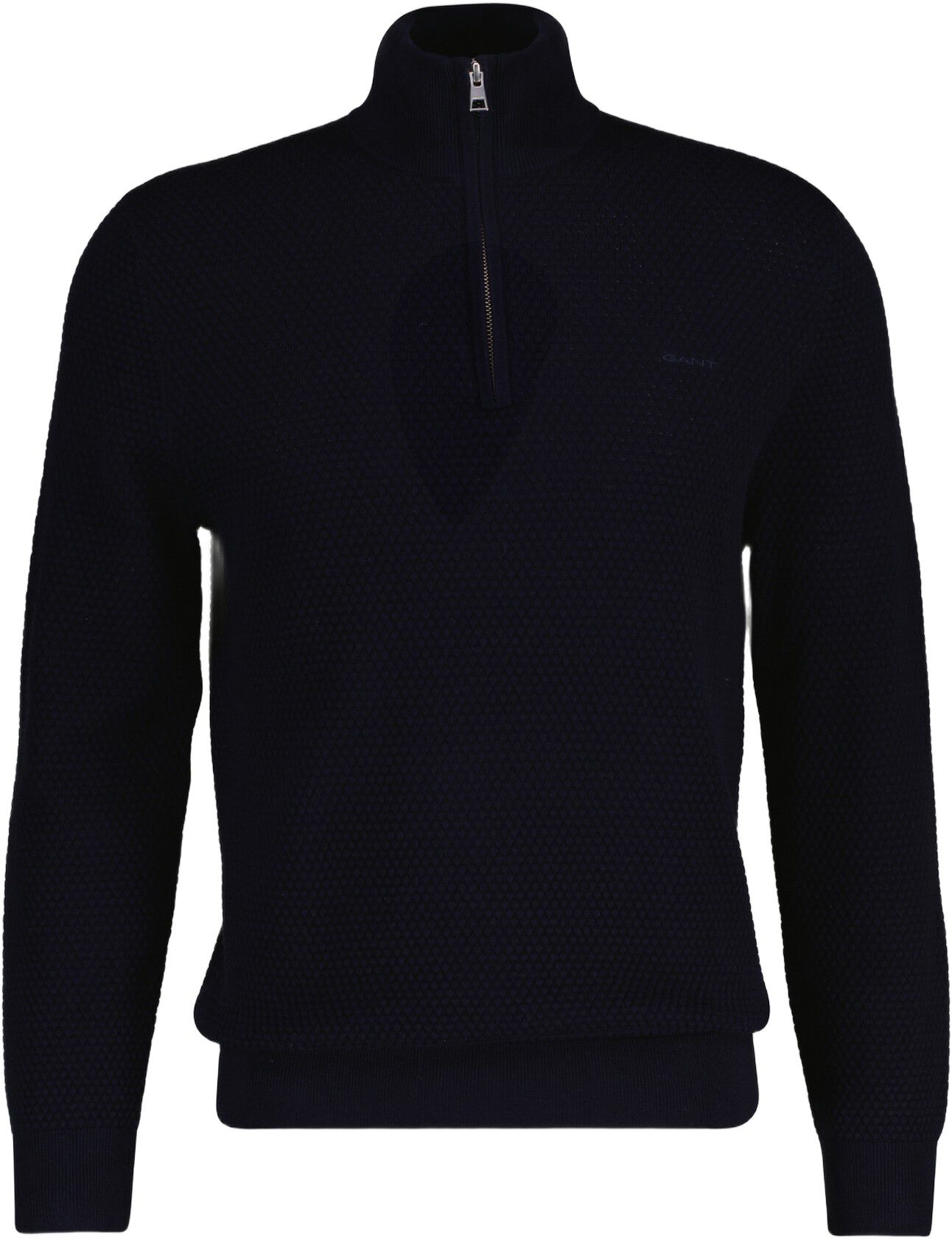 TEXTURED COTTON MERINO HALF ZIP