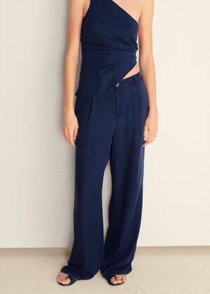 Wide leg lyocell pants with pleats
