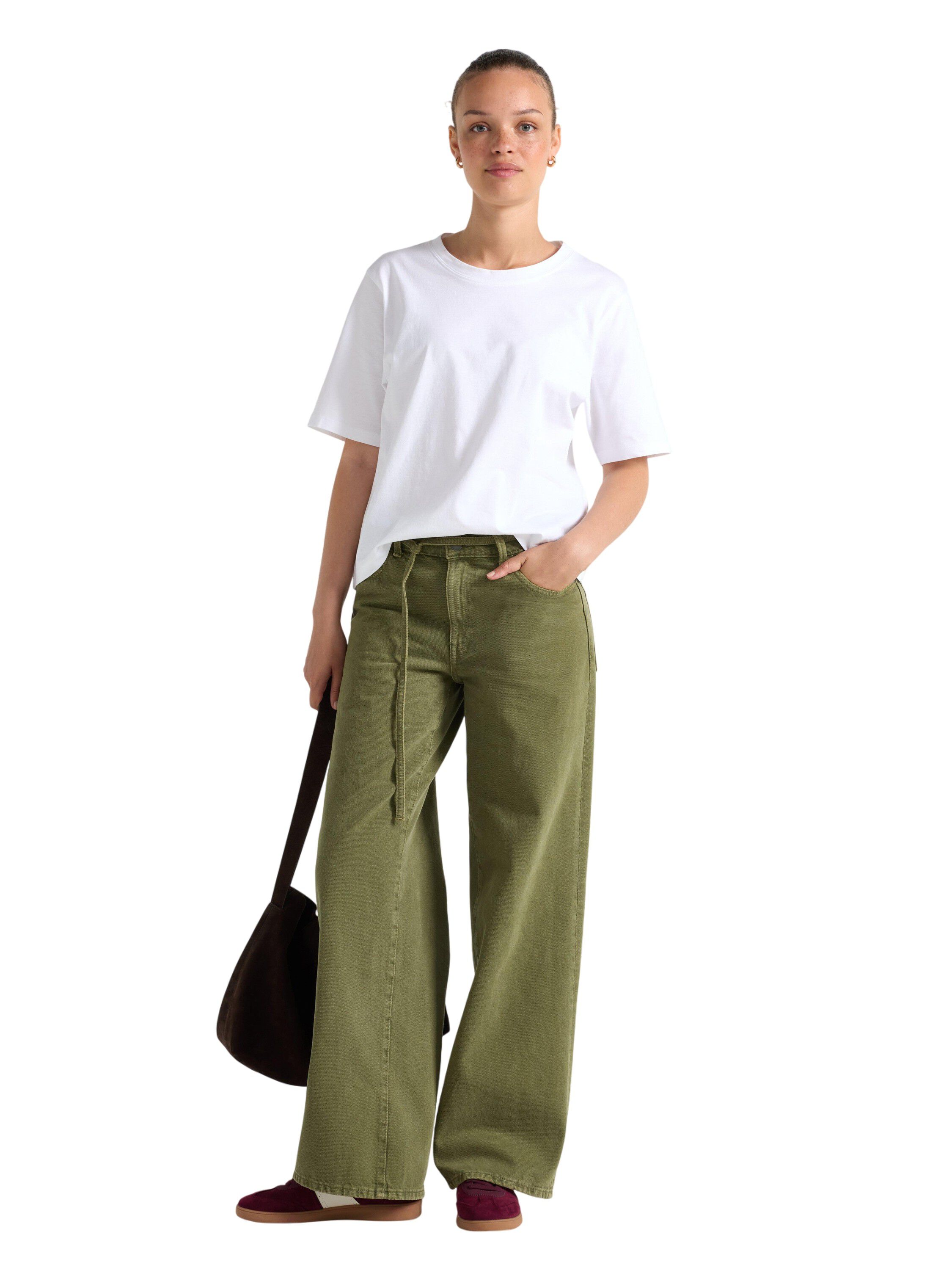 Trousers in twill with wide fit, re