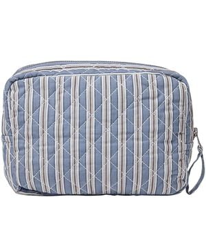 Make Up Bag, Quilted - Cotton Poplin YD Mini-Moonlight Blue