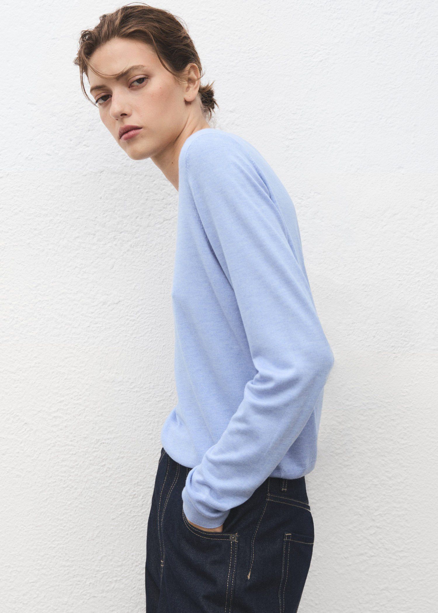 Fine-knit crew-neck sweater