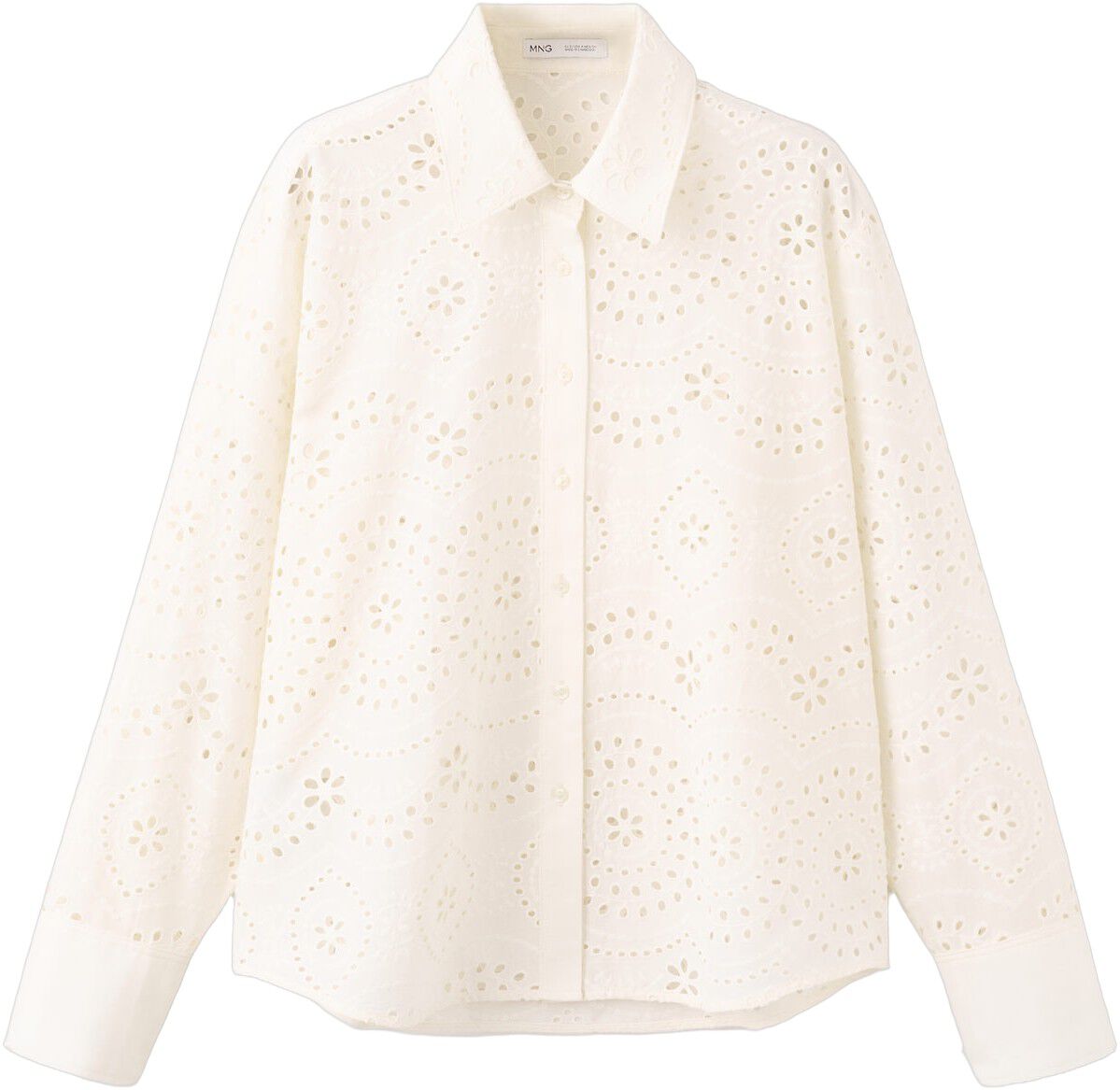 Cotton shirt with broderie anglaise