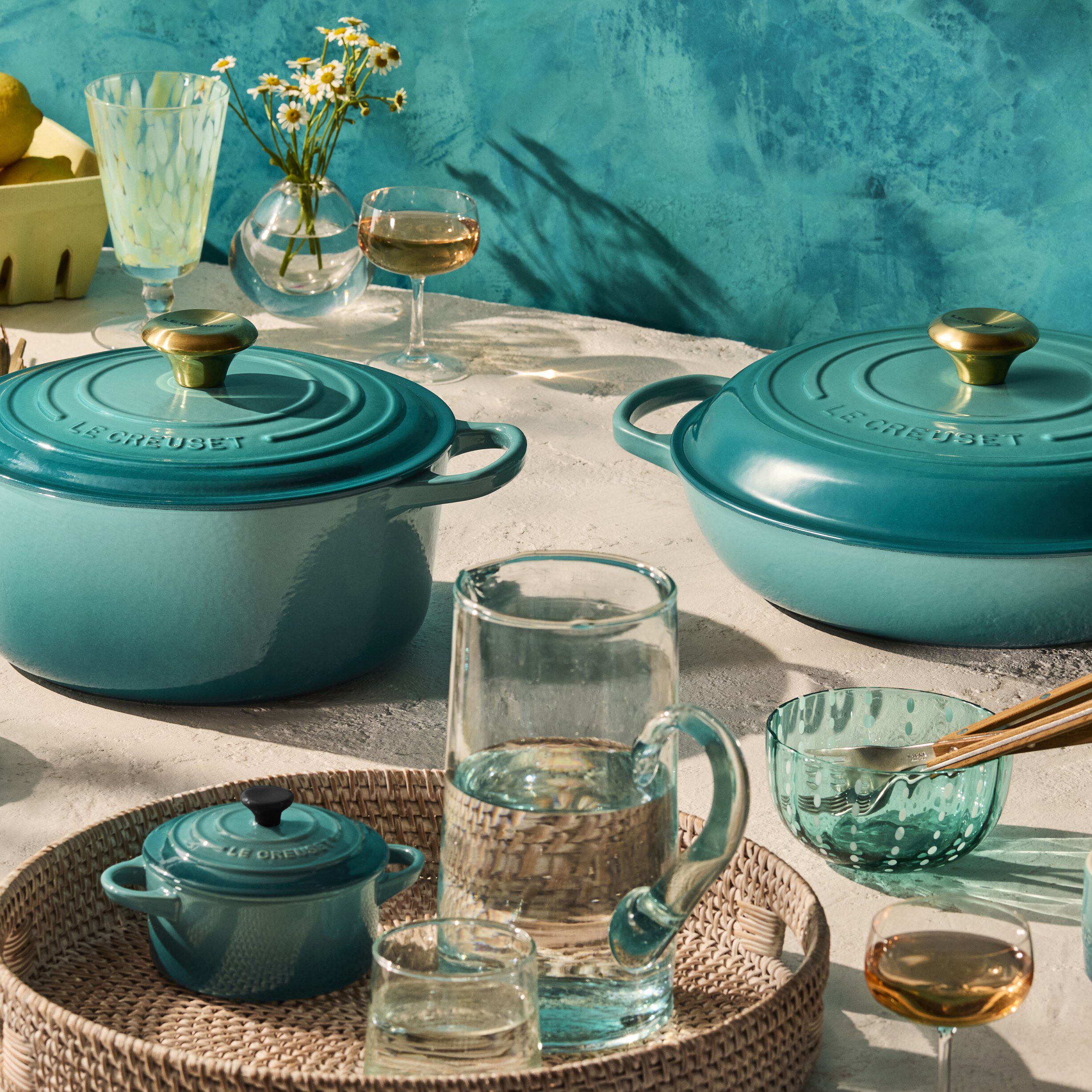 Le Creuset Signature st&oslash;bejern rund gryde 24cm Bleu Riviera