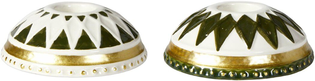 Lysestage m/harlekin 2ass D8x3 keramik