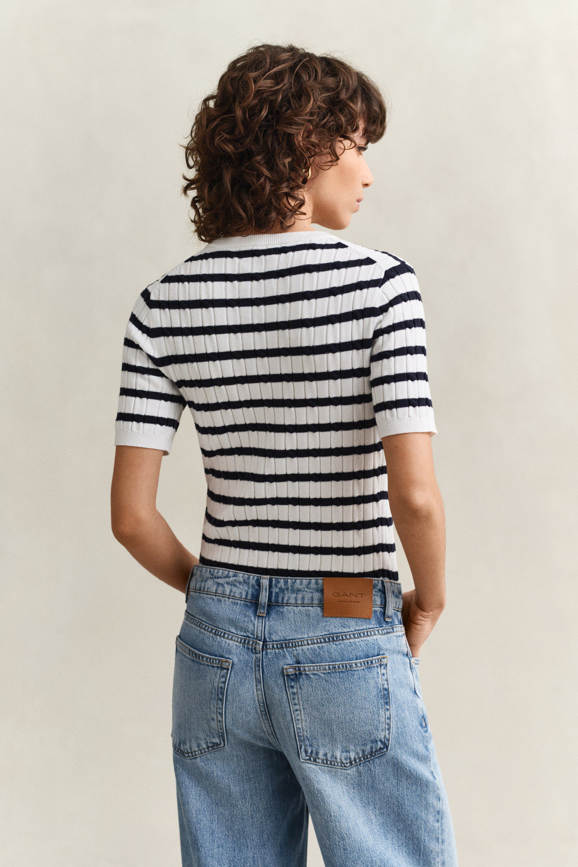 STRETCH COTTON CABLE STRIPE SS