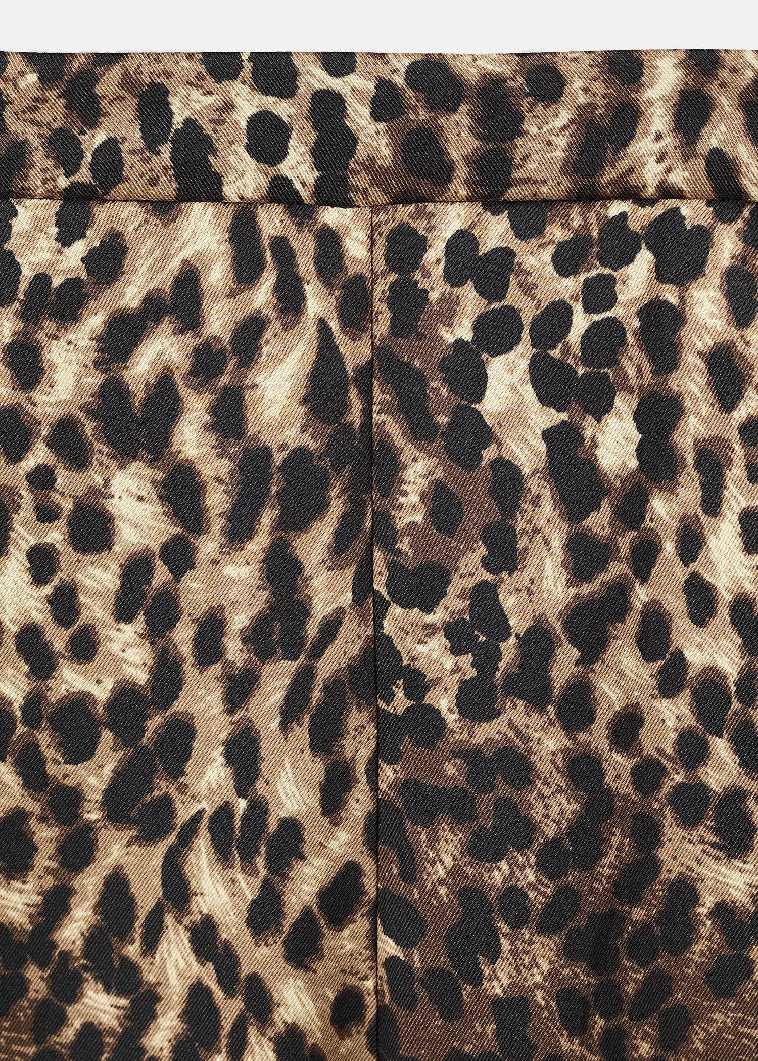 Leopard-print satin trousers