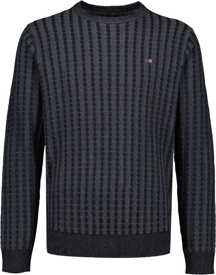 Recycled cable knit o-neck L/S