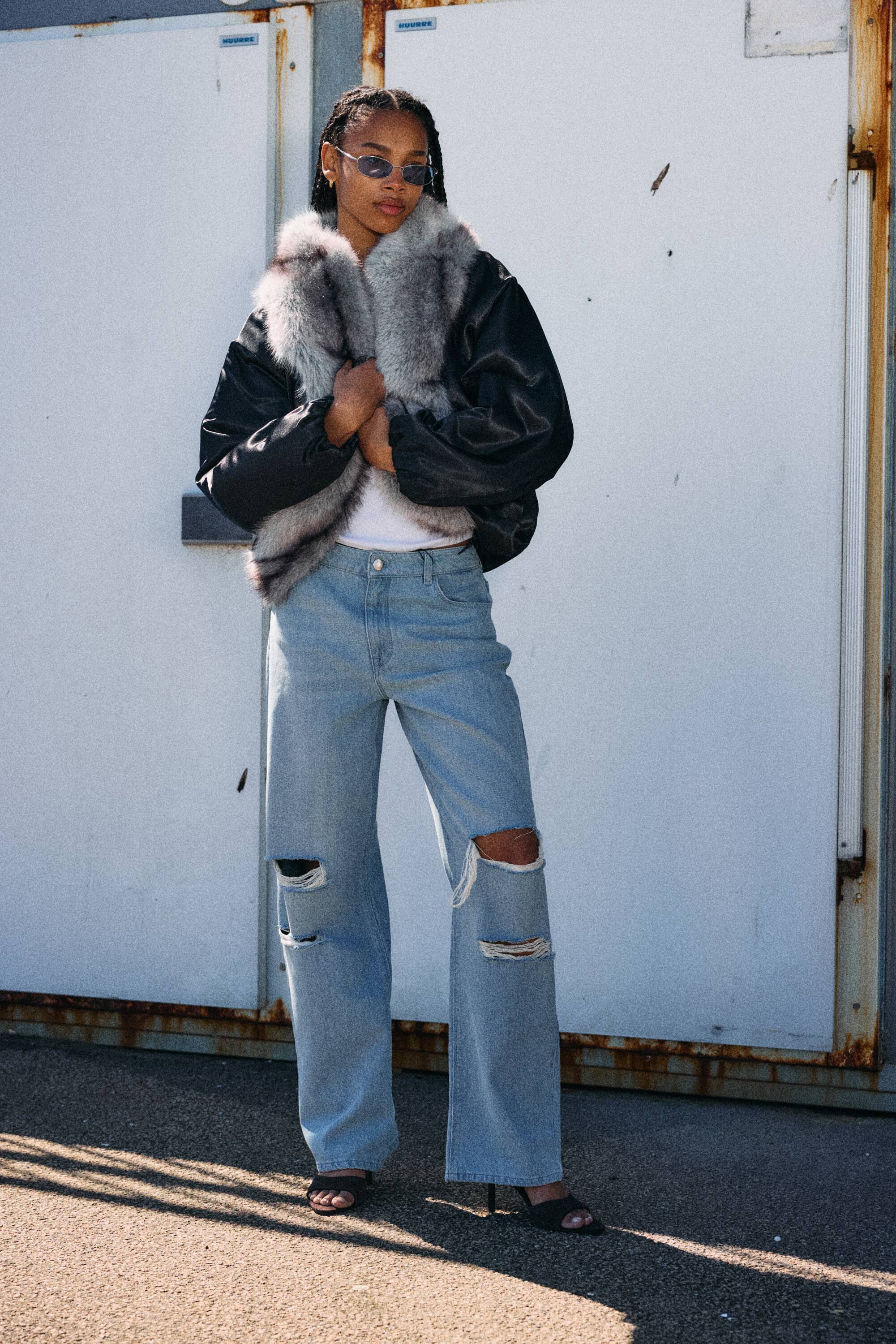 Nmivy Contrast Collar Loose Bomber