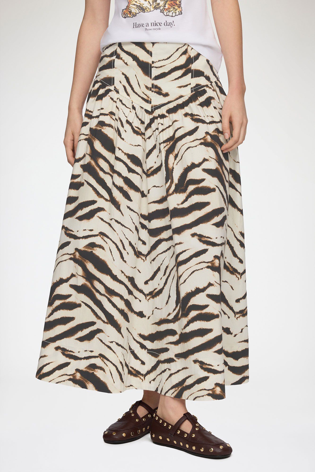 Printed Stretch Cotton Long Skirt