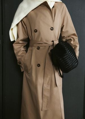 Long double-breasted trench coat