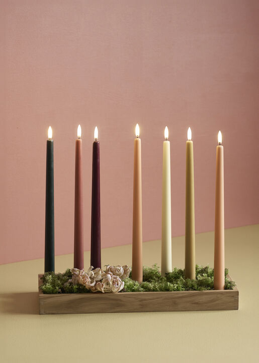 LED taper candle, Apricot, smooth, 2-pack, 2,3x25 cm