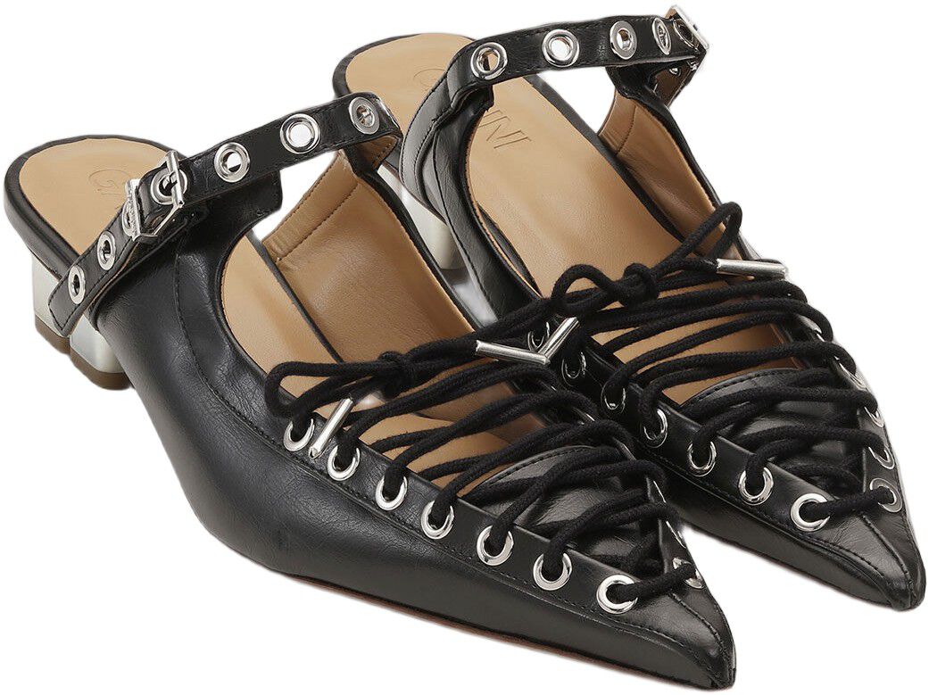 Eyelets Lace Up Mule Crinkle Oleate