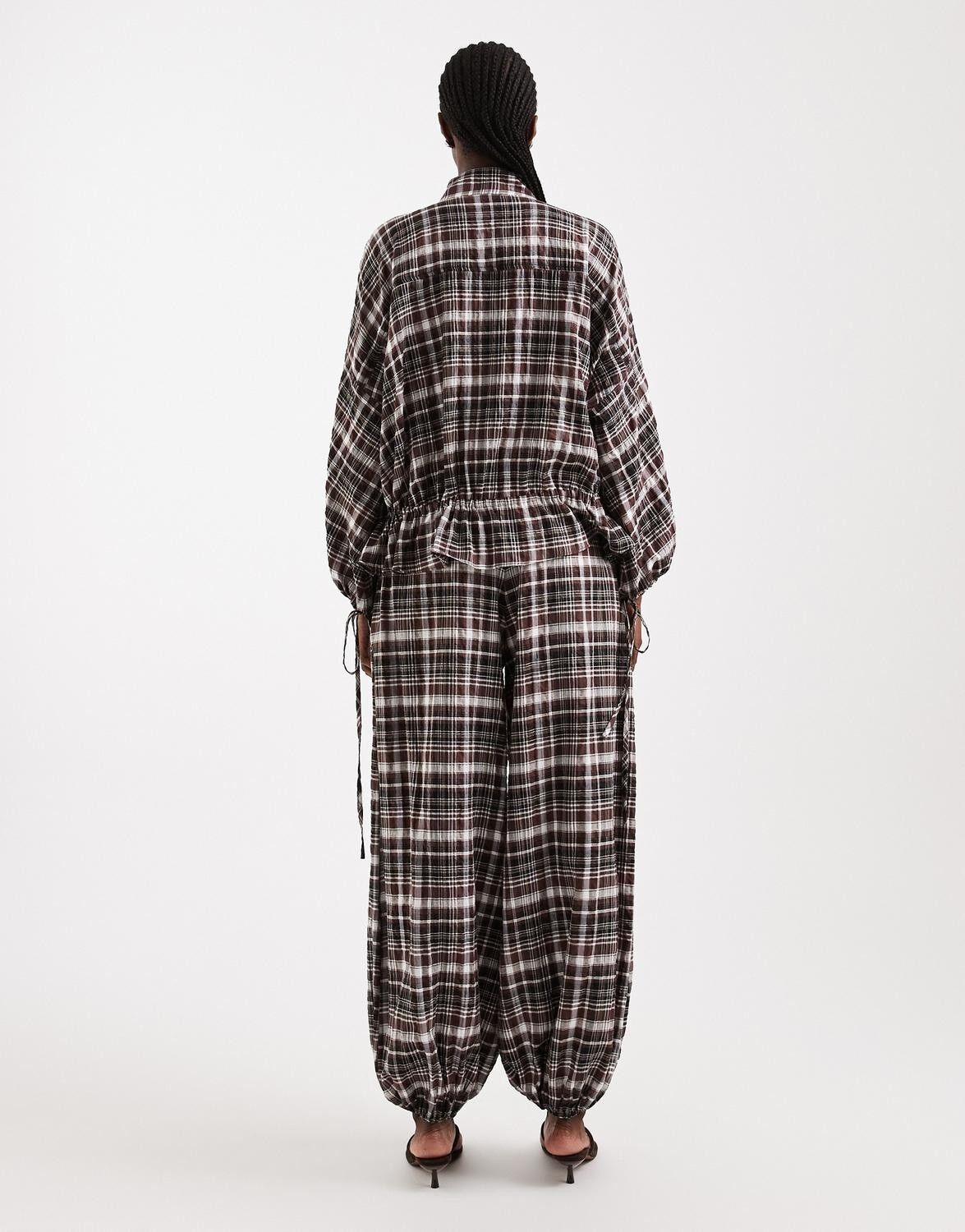 Tsaio Flannel Check Balloon Leg Trouser