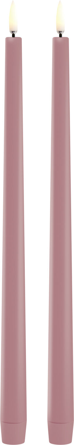 LED slim taper candle, Dusty rose, Smooth, 2-pack, 2,3x32 cm
