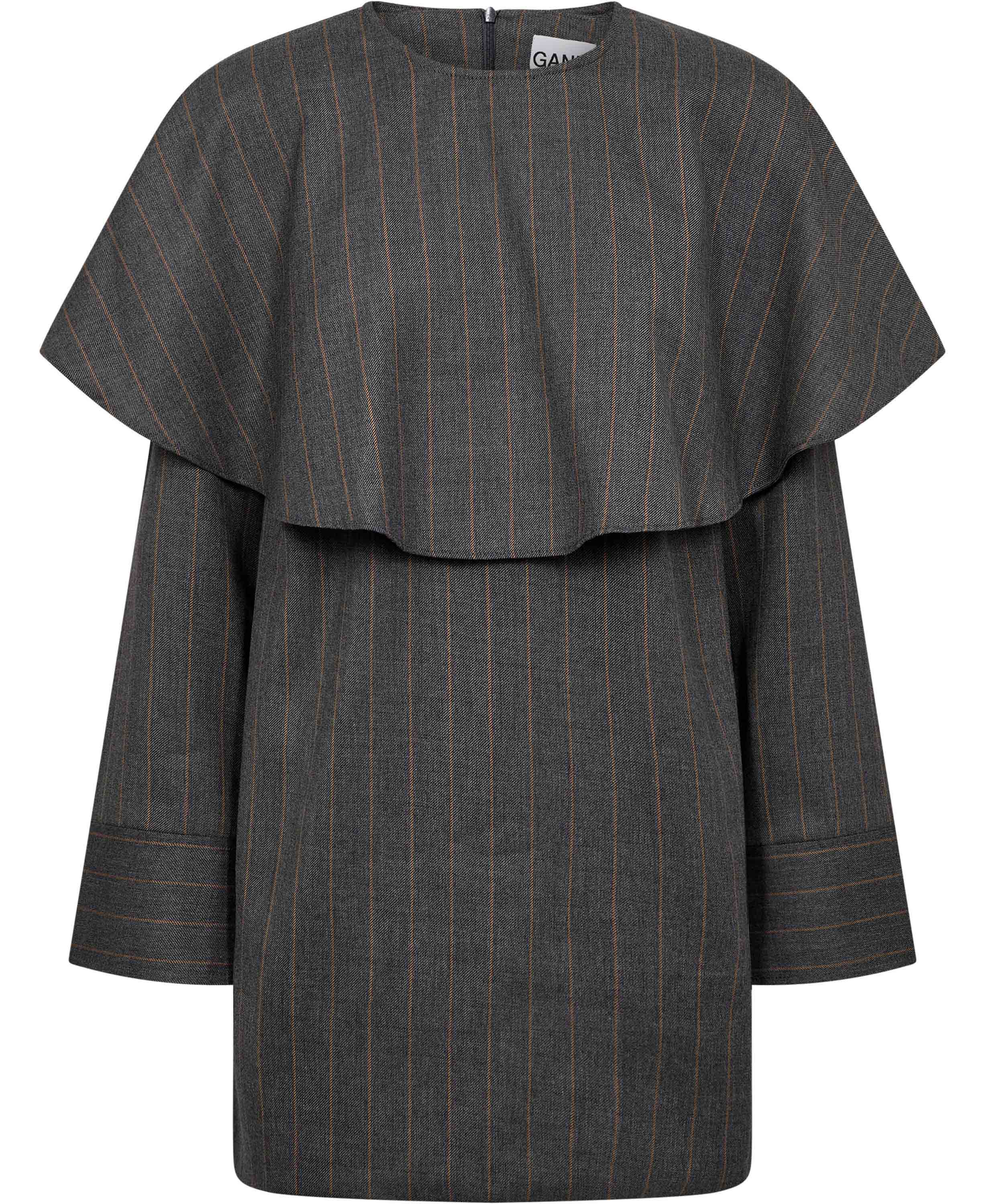 Wool Stripe Circle Collar Mini Dres