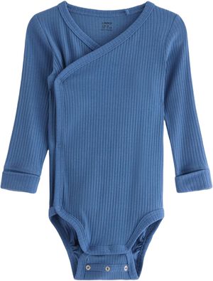 Long-sleeved wrap bodysuit in soft,
