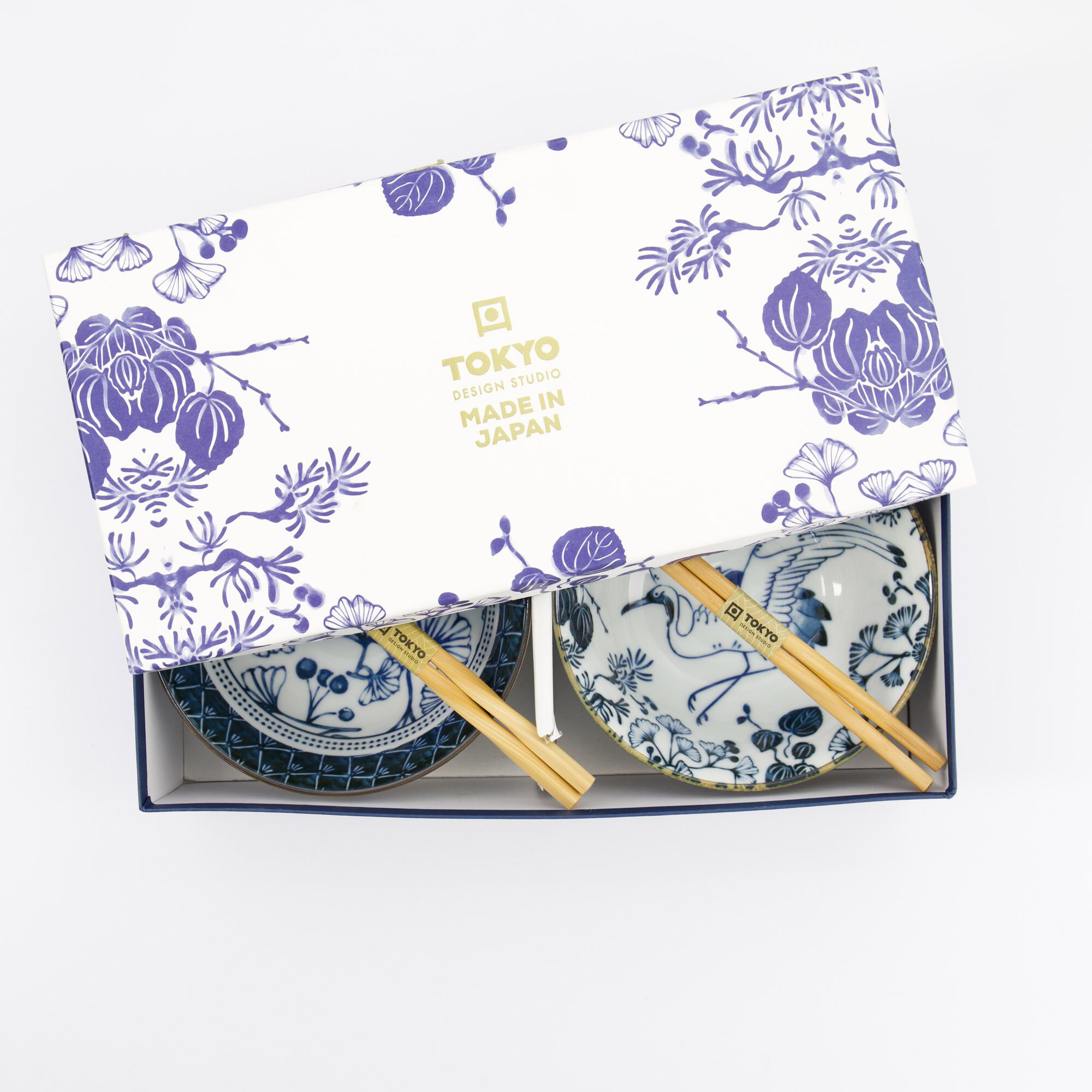 Flora Japonica Tayo Giftset 2pcs w/chopst. 15.2x6.7cm Crane