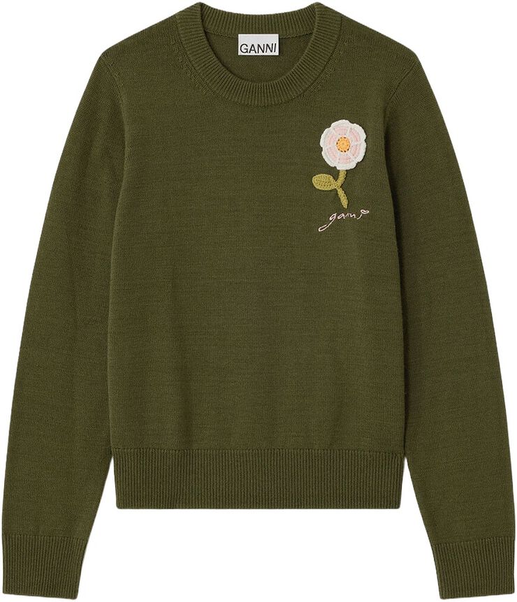 Crochet Applique Merino Sweater
