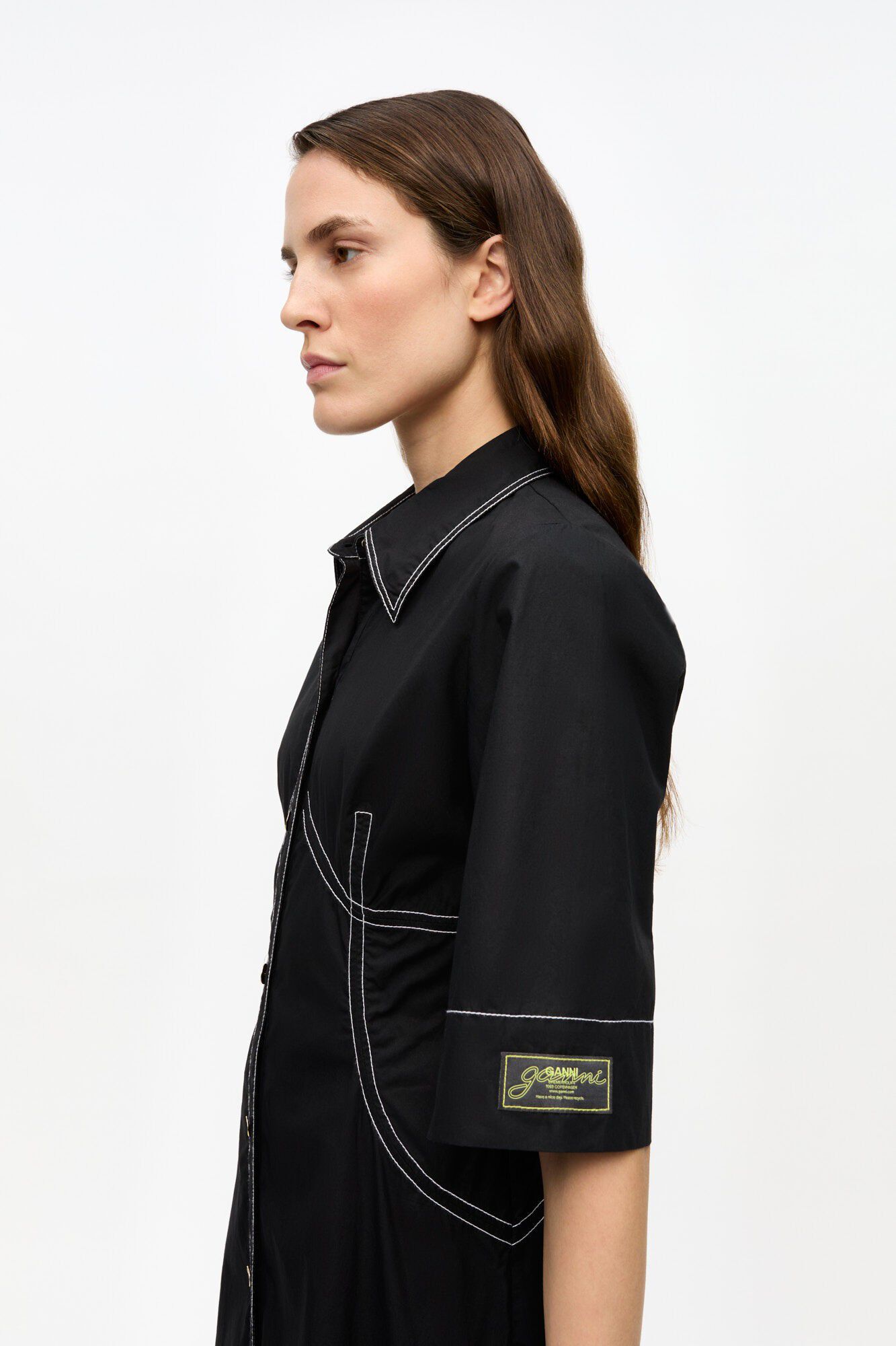 Cotton Poplin Long Shirt Dress