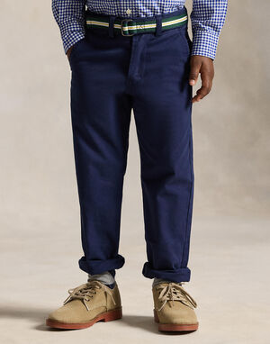 Belted Slim Fit Stretch Twill Pant