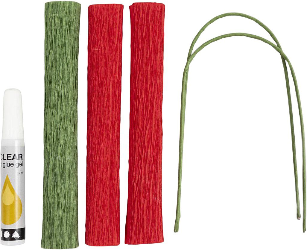 Mini DIY Kit Crepepapir, Roser, Str&aelig;k/crepe: 180%, 105 g.