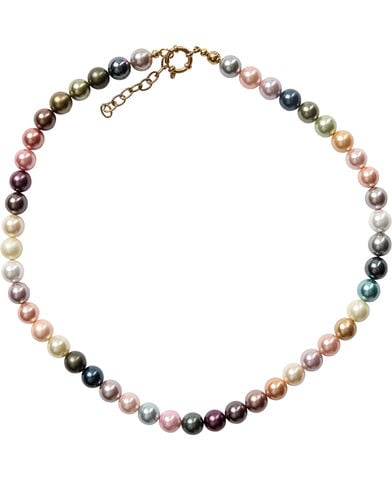 Pastel Pearl Necklace with Gold Plating
