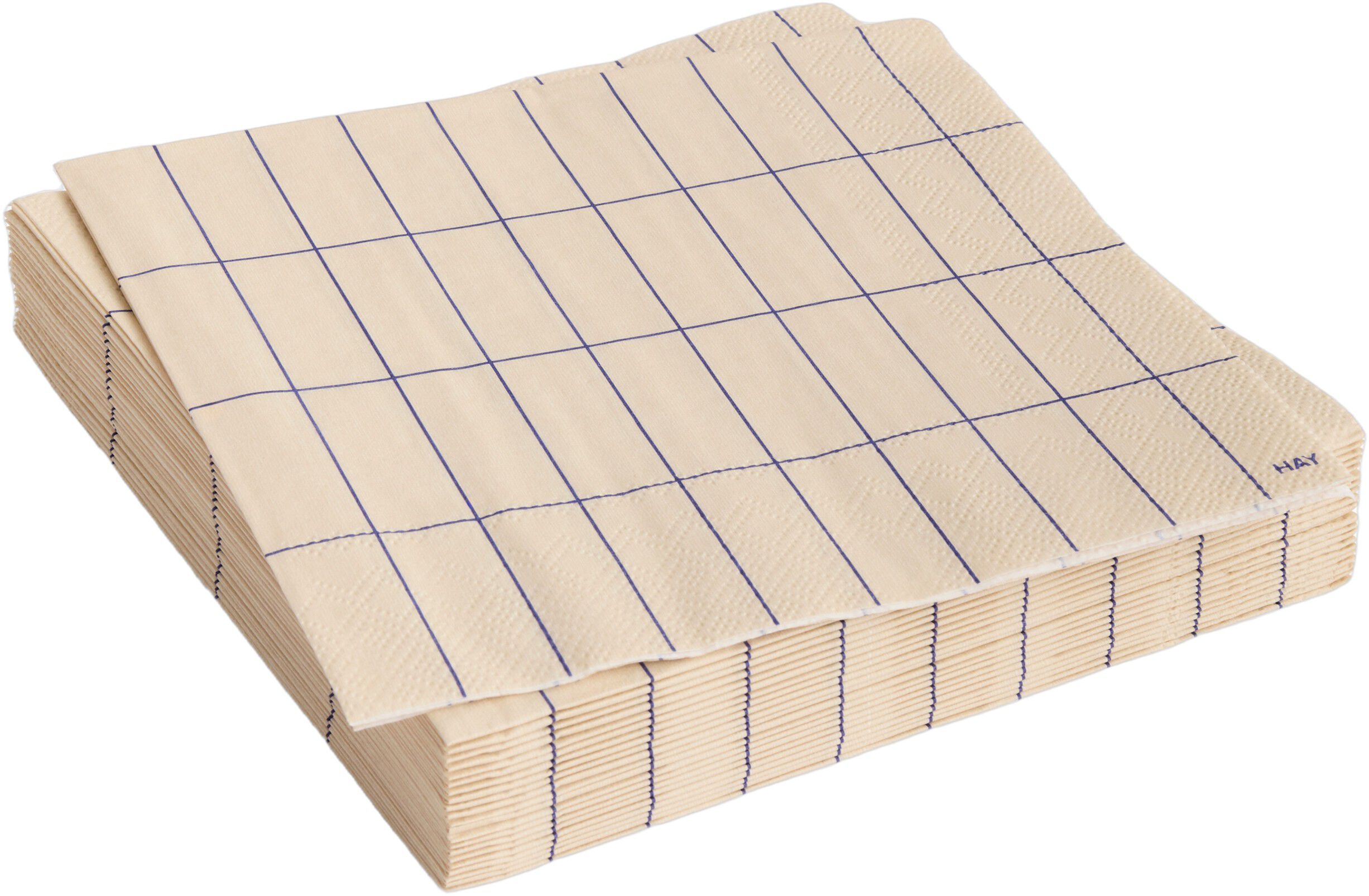 Pattern Napkins-Set of 20 Lunch-Off-white and blue grid