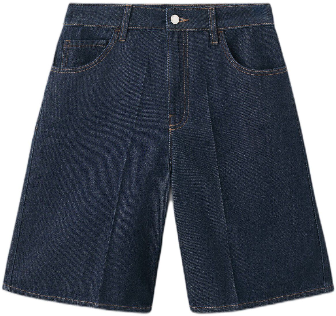 High-waist straight-fit denim short