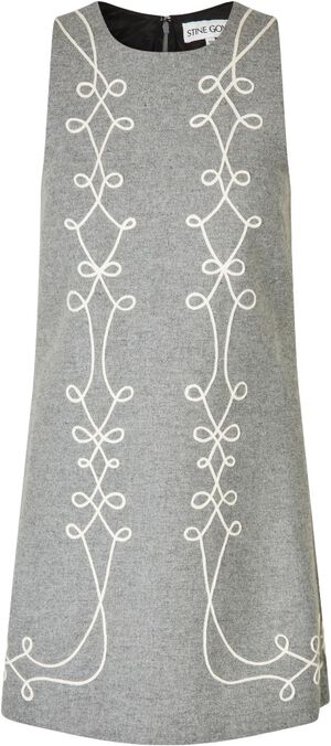 2490 Felt Twill Embroidery, Embroidered Sleeveless Mini Dres